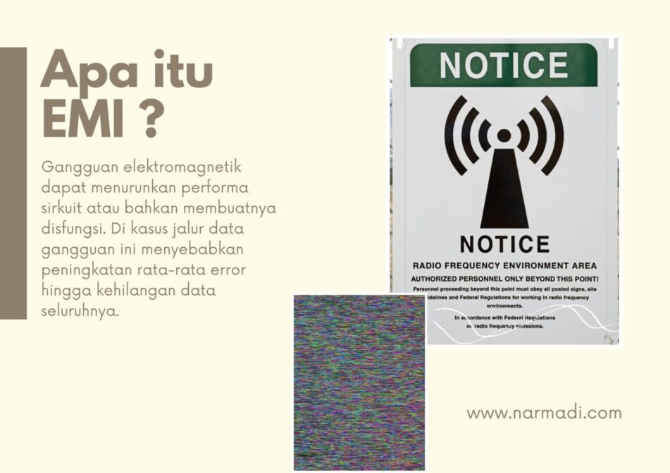 EMI adalah akronim dari electromagnetic interference yang merupakan kebisingan listrik yang dapat menjadi gangguan elektrik bagi alat elektronik
