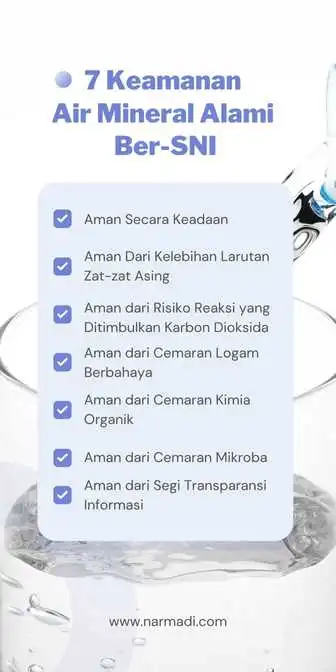 7 Manfaat air mineral alami yang termasuk dalam air minum dalam kemasan wajib sni 6242 yang diuji berdasarkan sni 3554