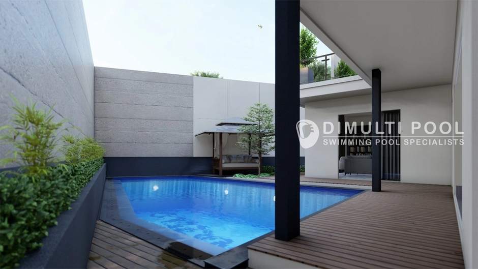 Kolam Renang Keluarga Ukuran 10.5 x 4 Meter