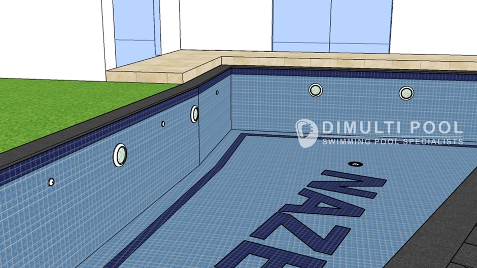 Desain 2D kolam renang keluarga