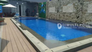 Hasil Akhir pembuatan kolam renang Bapak Andy. Ini Desain Kolam Renang Anak dan Dewasa.