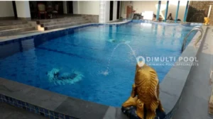 Hasil akhir renovasi kolam renang Bapak Boy. Ini contoh desain kolam renang setelah renovasi.