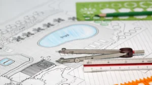 Ilustrasi desain kolam renang. Begini tips desain kolam renang umum terpopuler.