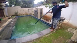 Treatment awal usai renovasi. Ini desain kolam renang renovasi Bapak Tobing.