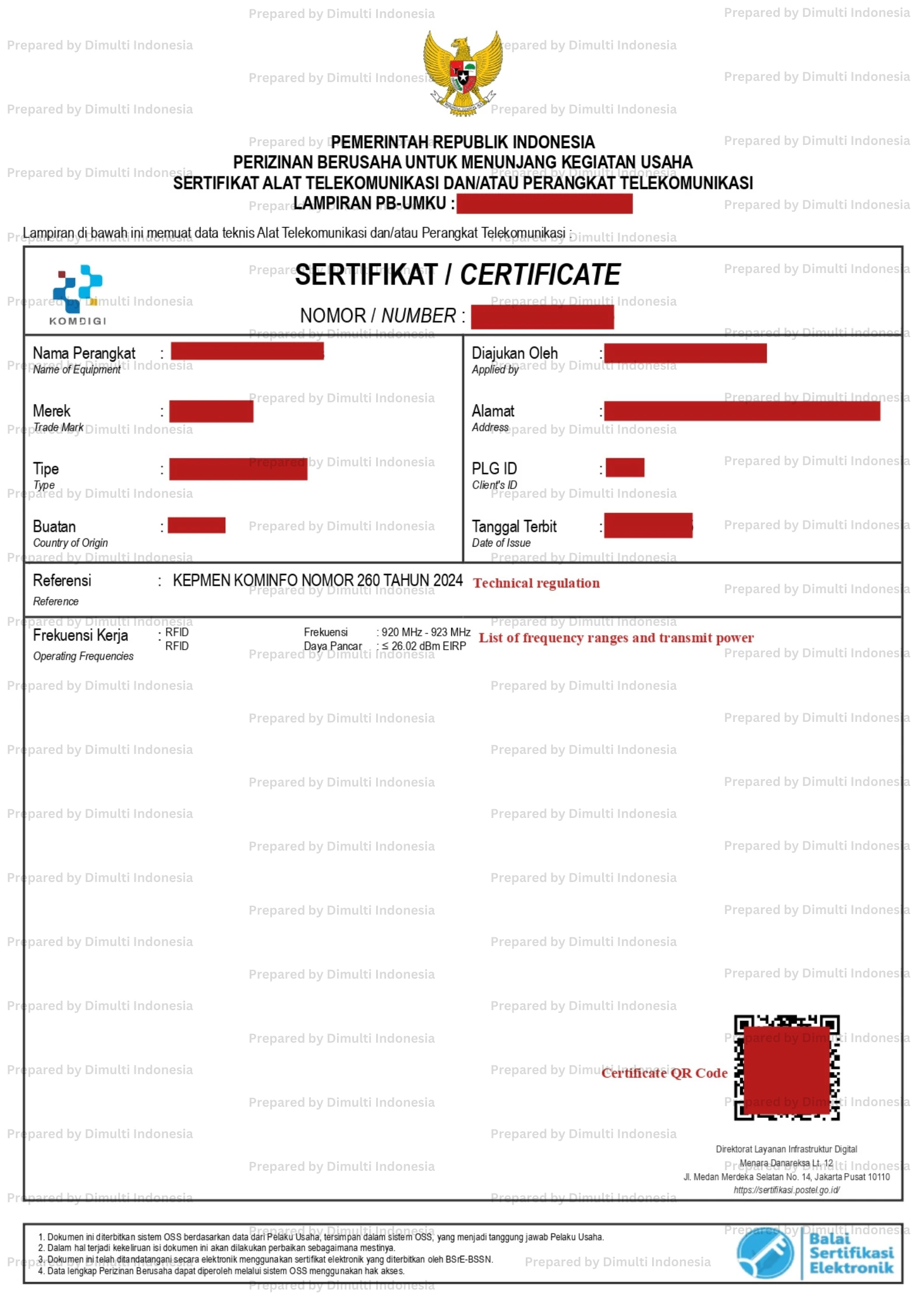 Contoh Sertifikat DJID